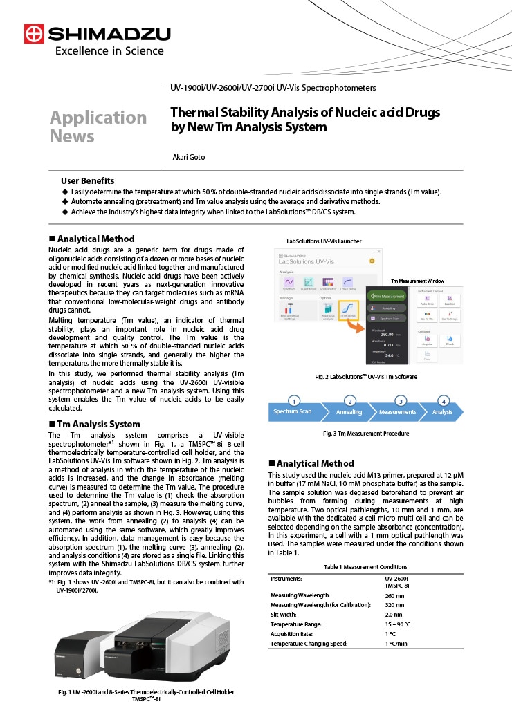 Thermal Stability Analysis of Nucleic acid Drugs by New Tm Analysis System