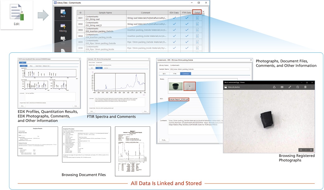 Data Browsing and the Registration, Editing, Deletion of Data, Images, Document Files